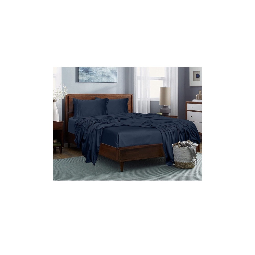LINENWALAS 100% Tencel Lyocell Short Queen Bed Sheets Set 4PC Softest Eucalyptus
